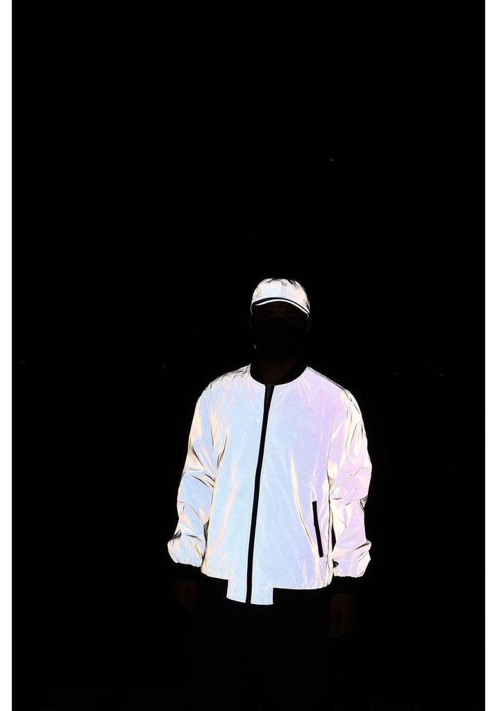 Spring/Autumn Reflective Silver Jacket - Hip Hop Style, Loose Fit, Luminous Outerwear for Night Running