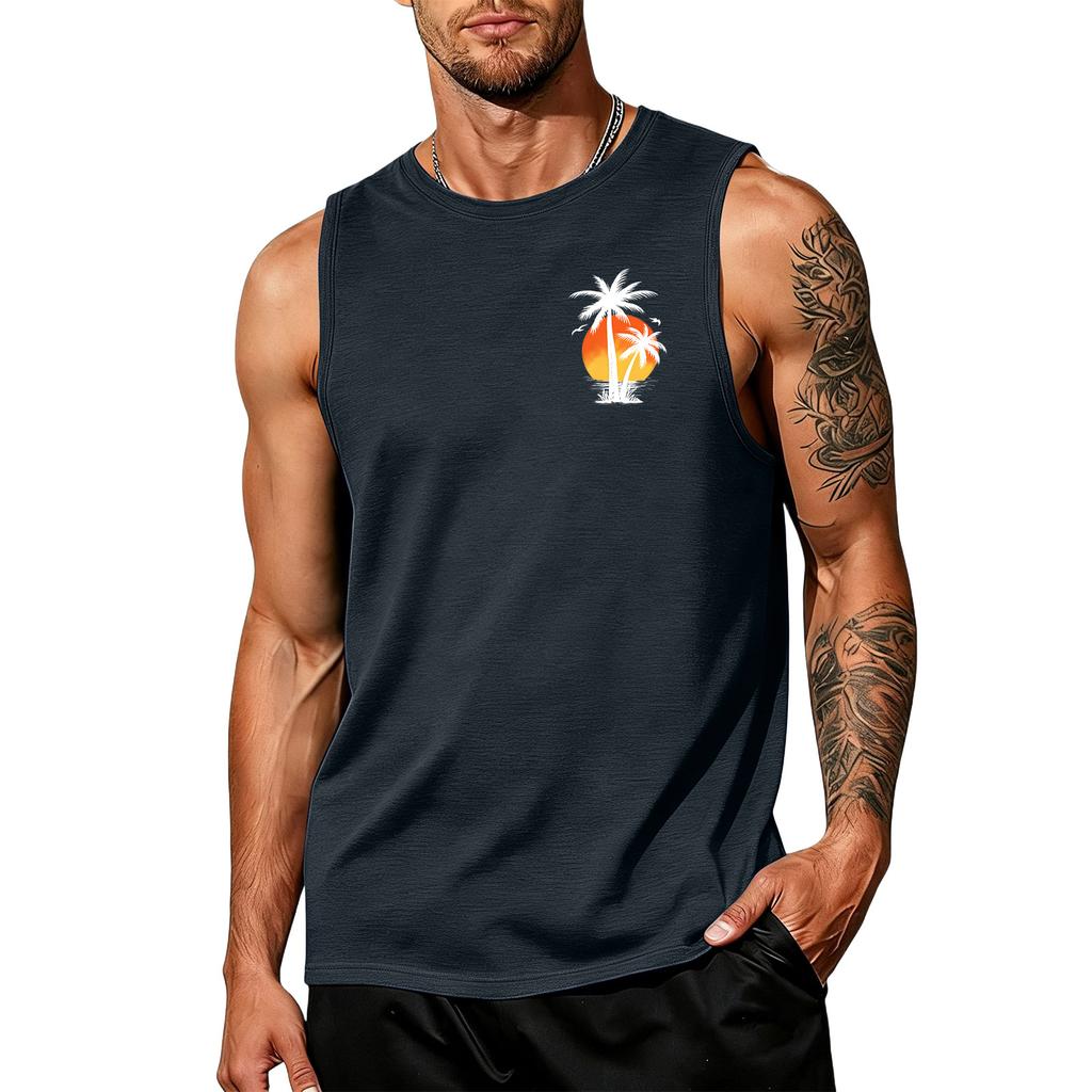 Men's Loose And Casual Hawaiian Print Sleeveless Shirt