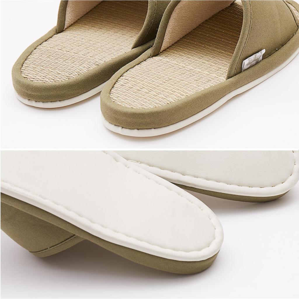 Hagiwara Igusa Slippers for Indoor Room M Made with Kurashiki Made in Japan Use, Green, Approx. 26cm, "Kibi", Shoes, Size, Unisex, Canvas,