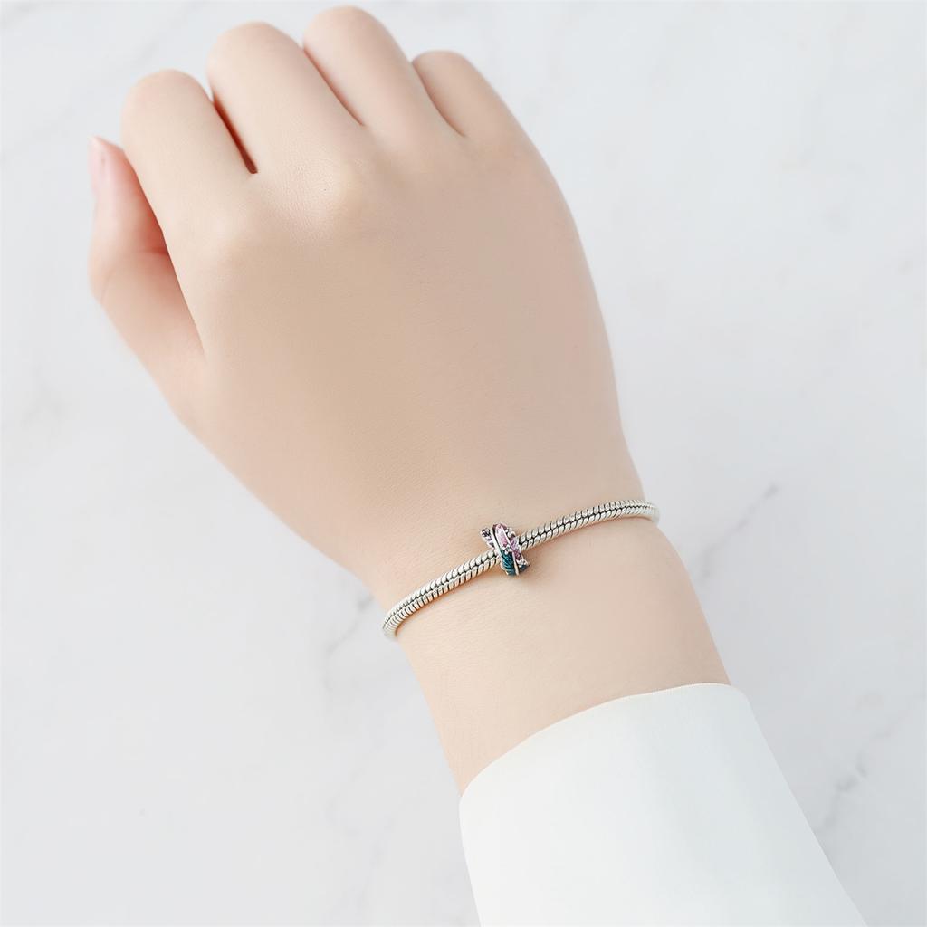 Copper Metal Gradient Feather Charm Bead Components Positioning Buckle Designed For Authentic Original Bracelet High Quality Fine Jewelry Do It