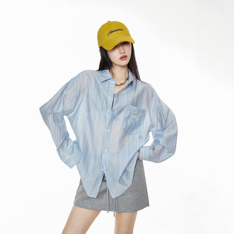 ICH MODE Women s Striped Lyocell Sun Protection Shirt Jacket XL