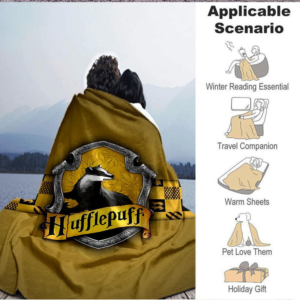 1 Stück Hufflepuff Decke Leichte Flanelldecke für Sofa, Bett, Reise, Camping, Wohnzimmer, Büro, Couch, Stuhl und Bett