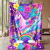 Unicorn Rainbow Fantasy Theme Blanket Lightweight Warm Flannel Blanket Decorative Throw Blanket for Home Decoration