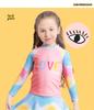 Girls' Tie-Dye Long-Sleeve Two-Piece Swimsuit Set with Short Skirt