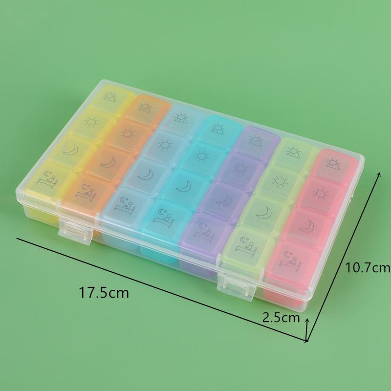 Portable 28-Compartment Rainbow Travel Pill Organizer with Logo