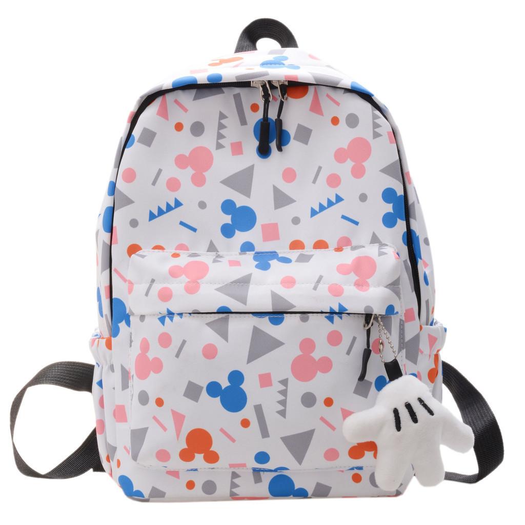 Fashionable Nylon Kids Backpack With Adorable Cartoon Design For School белый