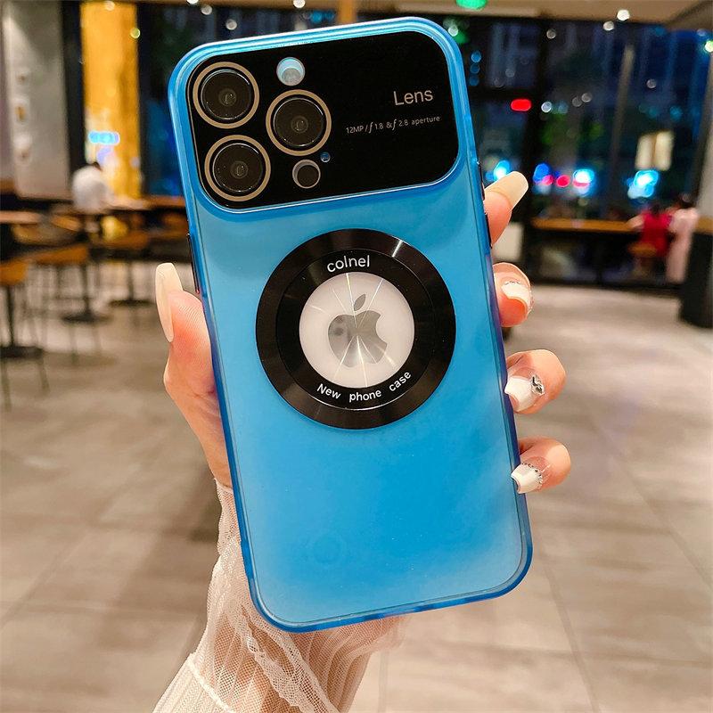 Deluxe Large Window Lens Film Frosted Magnetic Wireless Charging Case for iPhone 14 13 12 11 Pro Max Drop Protection Cover