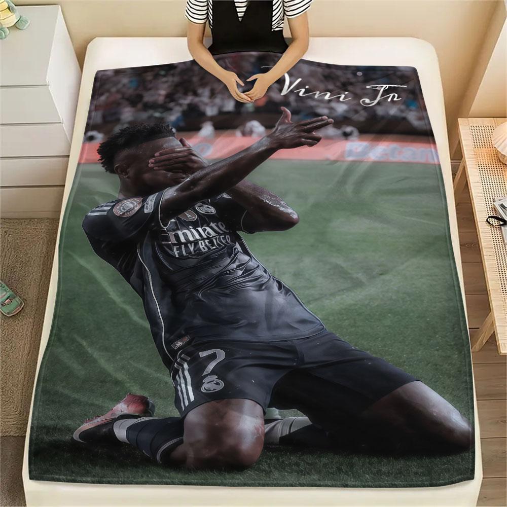 Vinícius Júnior Printed Flannel Blanket, Soft Throw for Bedroom Sofa, Washable, Fan Merchandise, Great Gift.