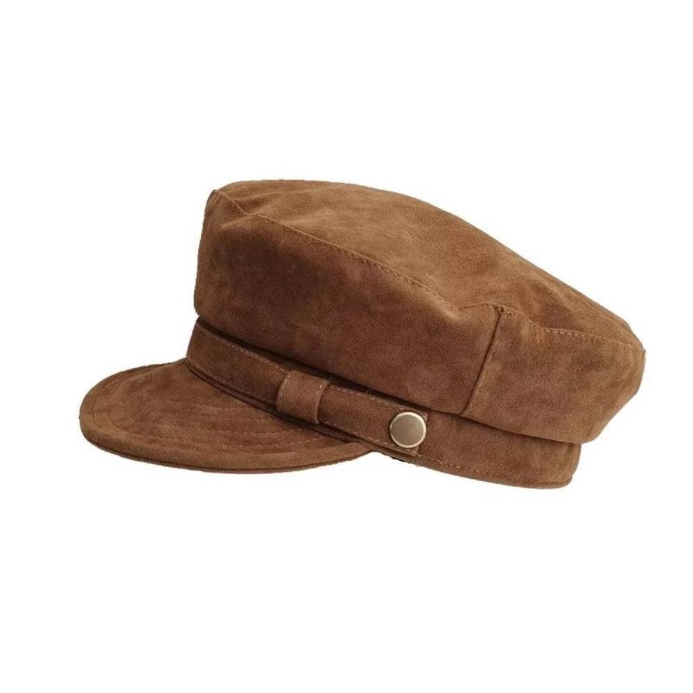 Autumn Winter Newsboy Caps Short Brim Octagonal Hat British Style Flat Top Naval Hat For Women