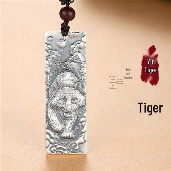 999 Sterling Silver Antique Bagua Zodiac Ox Pendant Necklace for Men, Women, Couples