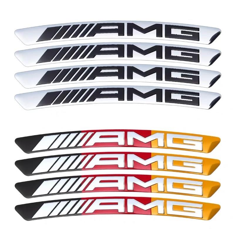 3D Aluminium AMG Logo Wheel Rim Sticker Decals Emblem Badge For Mercedes Benz AMG Smart W205 C300 W203 W206 W108 W124 W126 W140