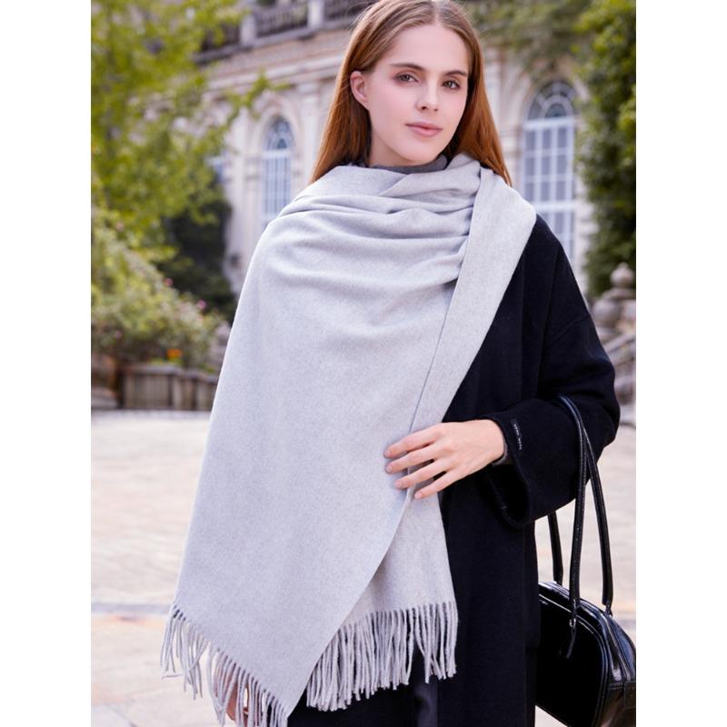 Czerwony szalik damski zimowy wysokiej klasy zagęszczony wełniany szalik wszechstronny męski szal jednolity kolor kaszmirowy szalik