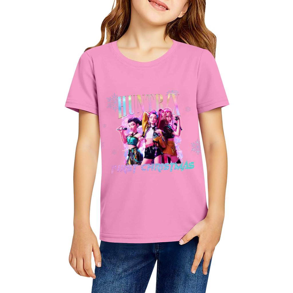 Fashionable Round Neck Short Sleeve Work Clothes Printed Tops For KID Summer Tops