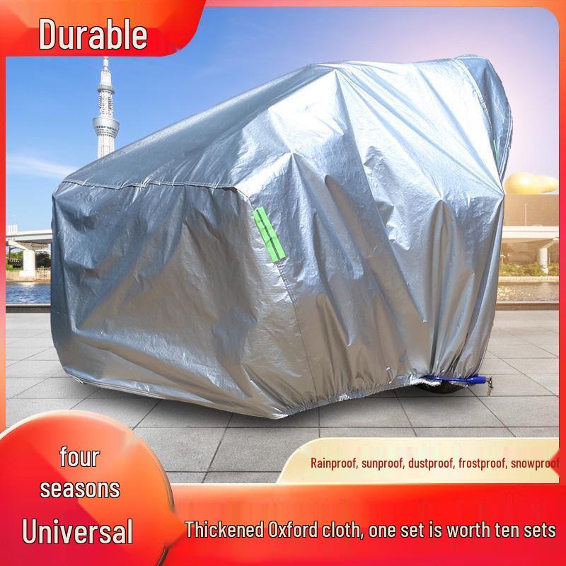 Changjiang 750 Sidecar Motorcycle Cover - Dustproof & Sun Protection Thickened Thickened Silver