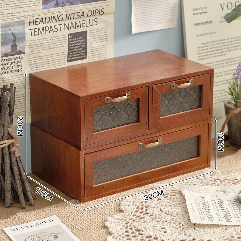 Retro Wooden Desk Organizer and Monitor Stand