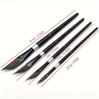 4er Set Professionelle Aquarellmalpinsel, Komfortabler Griff, Weiche Spitze, Langlebig für Aquarell-, Gouache-, Öl- und Acrylmalerei