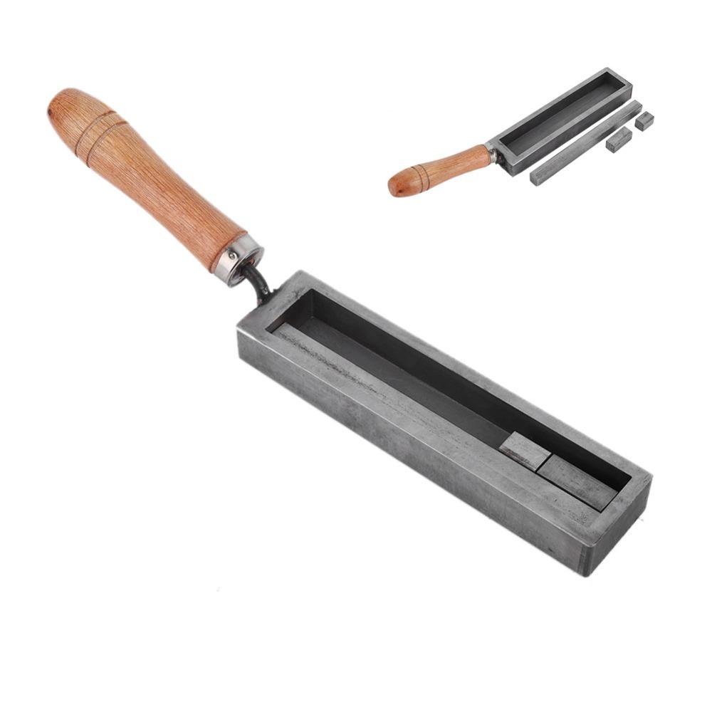 Iron Material Casting Mold Wooden Handle Jewelry Equipment Melting Groove Silver Casting