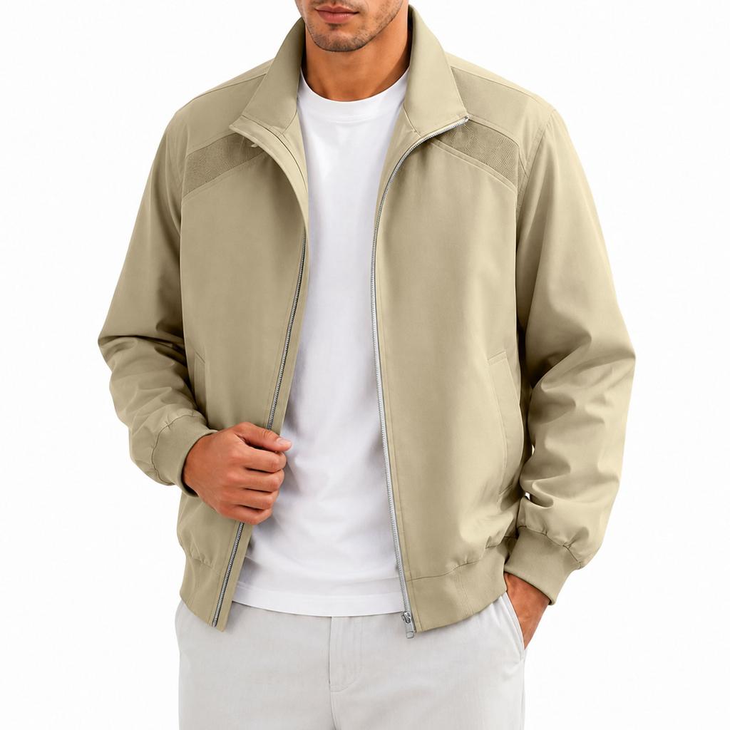 Men's Casual Flight Jacket Stand Collar Baseball Collar Jacket for Everyday Wear