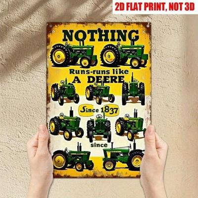 Vintage John Deere Metal Tin Wall Sign Farmhouse Decor Garage Rustic