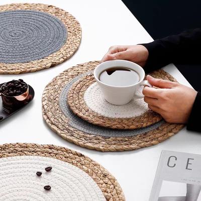 Rattan Woven Placemats, Heat-resistant Coasters, Cup Mats, Bowl Mats, Japanese-style Table Decor Cushions for Dining Room