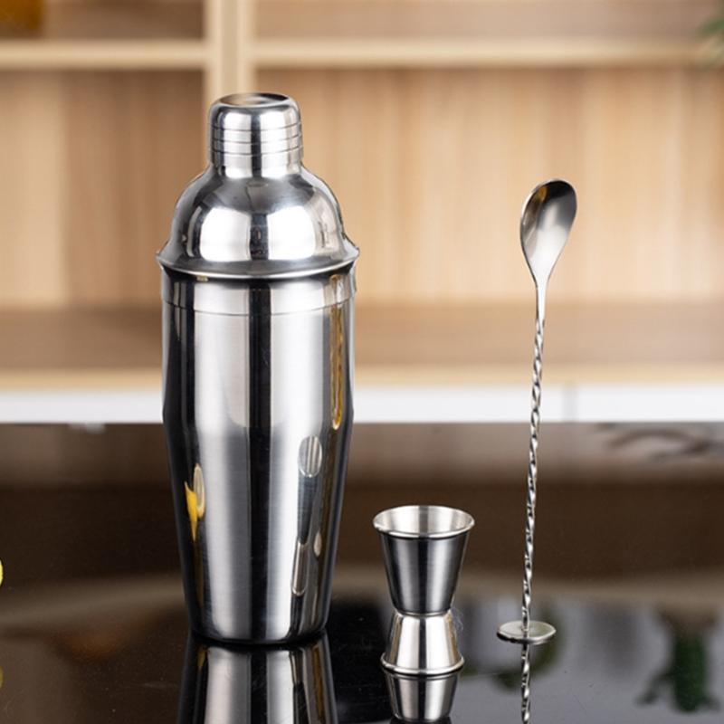 Bartenders Tool Set 750ml Steel Cocktail Shaker With Integrated Strainer Measuring Cup and Mixing Spoon Bar Accessories