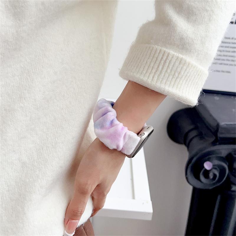 Y2k Korea Plyšový Pásek s Postupnou Změnou Barev Pro Apple Watch 42mm 46mm 49mm 45 44 41 Řemínek Pro Iwatch Řady 10 9 8 SE 7 6