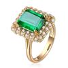 WOSIKATE Vintage Emerald Gemstone Ring For Women  CopperWith 18K Gold Plated Engagement Ring Fashion Jewelry