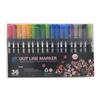 24-Color Double-Line Outline Pens for Kids' DIY Painting, Doodling, Journaling, and Student Highlighting