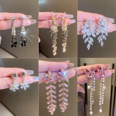 Vergoldete Silber Zirkon Herz Krone Ohrringe - Eleganter High-End Modeschmuck für Damen