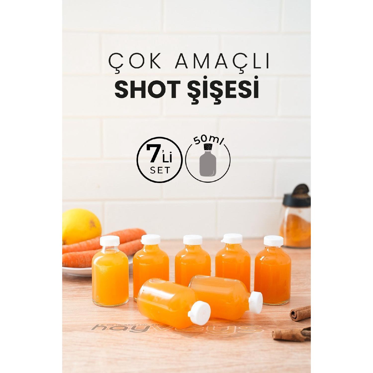 

7 шт. 50 мл Shot Ginger Bottle Glass Mini Cologne Fragrance Ornament Маленька скляна пляшка Potion Bottle з пластиковою кришкою білий