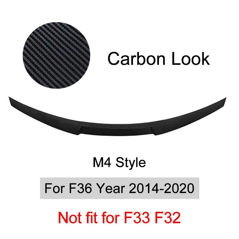 Per BMW Serie 4 F32 F33 F36 2014-2020 Fibra di Carbonio Lip Paraurti Posteriore Spoiler Baule Kit Ala Coda Stile MP M4 PSM Nero Lucido