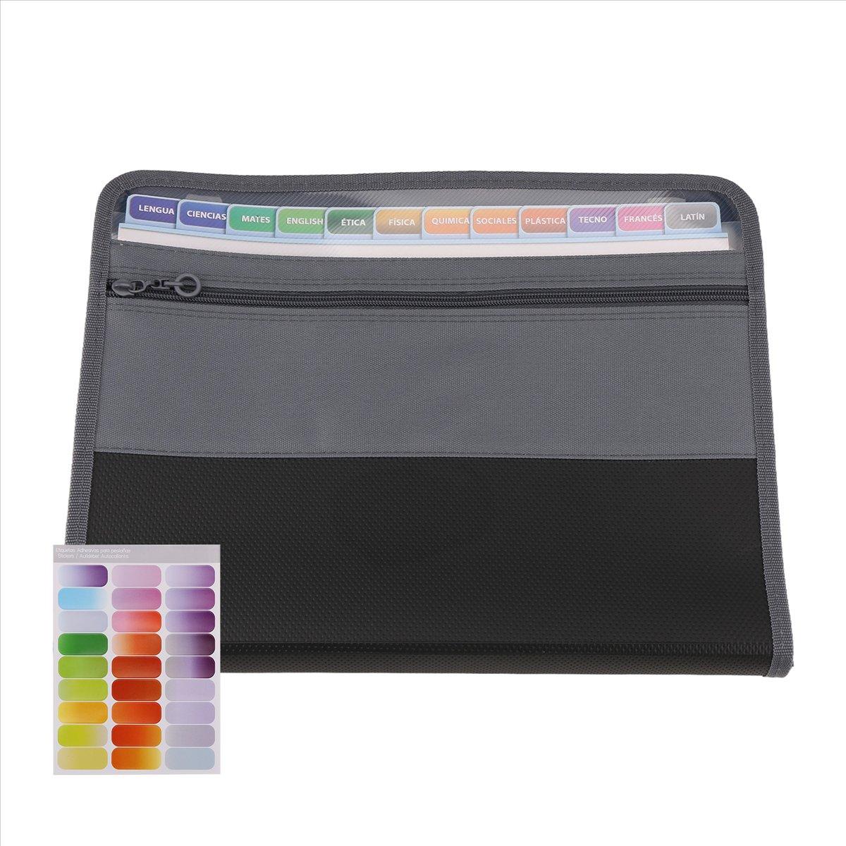 

BHBL 13 Pocket File Folder Storage Rack,File Box Storage Bag,with Zipper, Suitable for A4 Paper, Banknotes,Document Receipt A China Mainland
