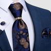 Cravate homme bleu Paisley soie cravate cravate Vintage cravate Hanky ​​bouton de manchette cravate ensemble pour fête de mariage