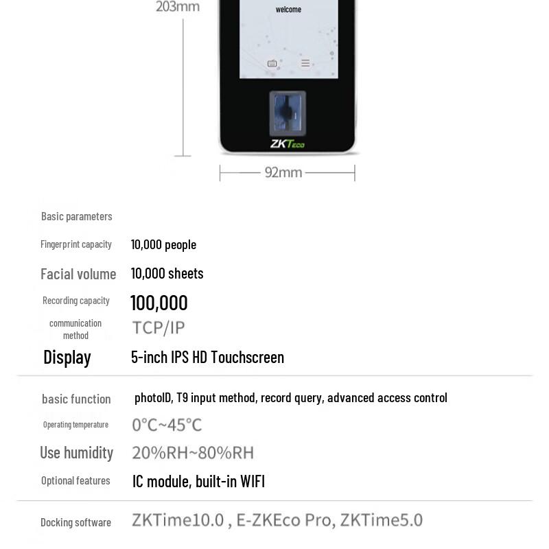 ZKTECO Xface600 Biometric Attendance & Access Control System CN Plug (adapter Included)