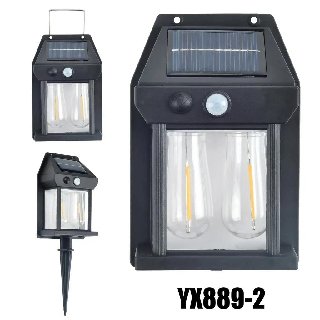 LED Outdoor Solar Wall Light Tungsten Filament Garden Lamp with Motion Sensor Night Lamp 3 Modes Solar Light for Courtyard Fence