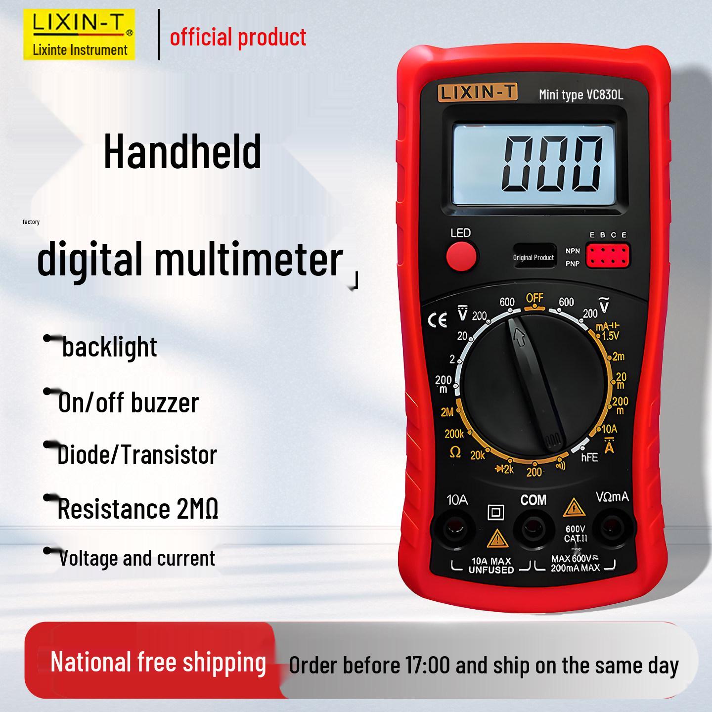 

Lixinte VC830L Compact Digital Multimeter: High-Precision, Multifunctional Electrician Tool LXT830L Standard