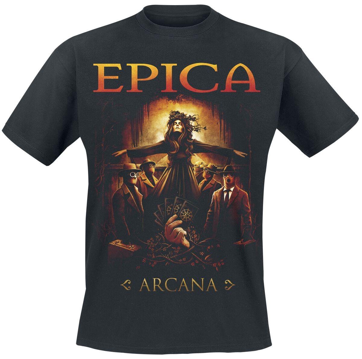 

Crew Neck T - Shirt with Epica Arcana Symphonic Metal Fantasy Creative - Inspired Graphic Featuring Rock Art for Fans S