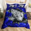 Leopard Duvet Cover Set Red Rose Bedding Sets Safari Animals Print Comforter Cover Rose Flowers Cheetah Quilt Cover King Size