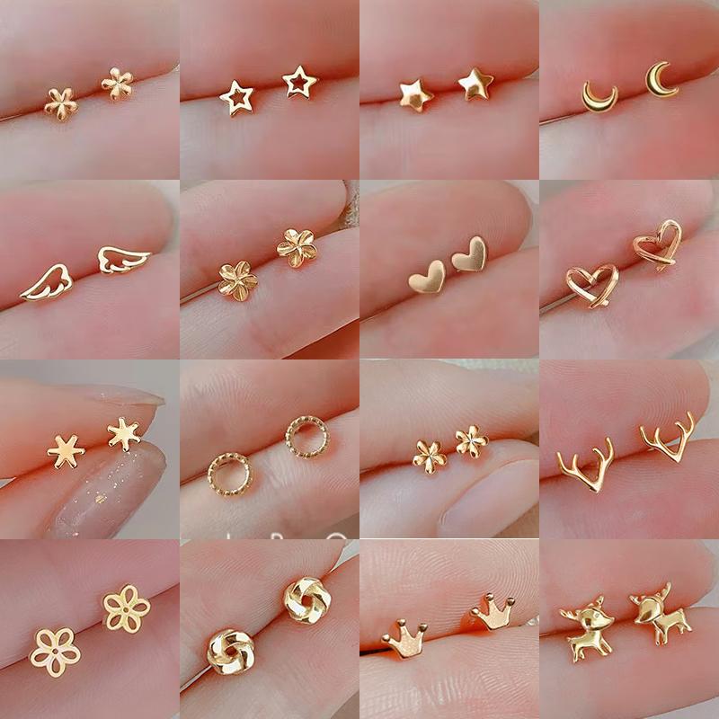 925 Silber Nadeln Gold Farbe Einfach Klein Schmetterling Steckerohrringe für Damen Hypoallergen Tägliches Tragen Ohr Mädchen Piercing Geschenke