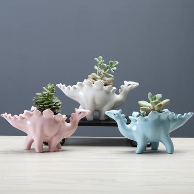 Pot de fleur de dinosaure mignon en céramique, Succulent, jardinière de plantes, bonsaï, décoration d'intérieur, ornements de bureau