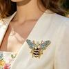 Retro Brooch Bee Design Zinc Alloy Pin with Rhinestone Inlay Hand-Painted Enamel Glaze Suits Coats Sweaters Clothing Badge