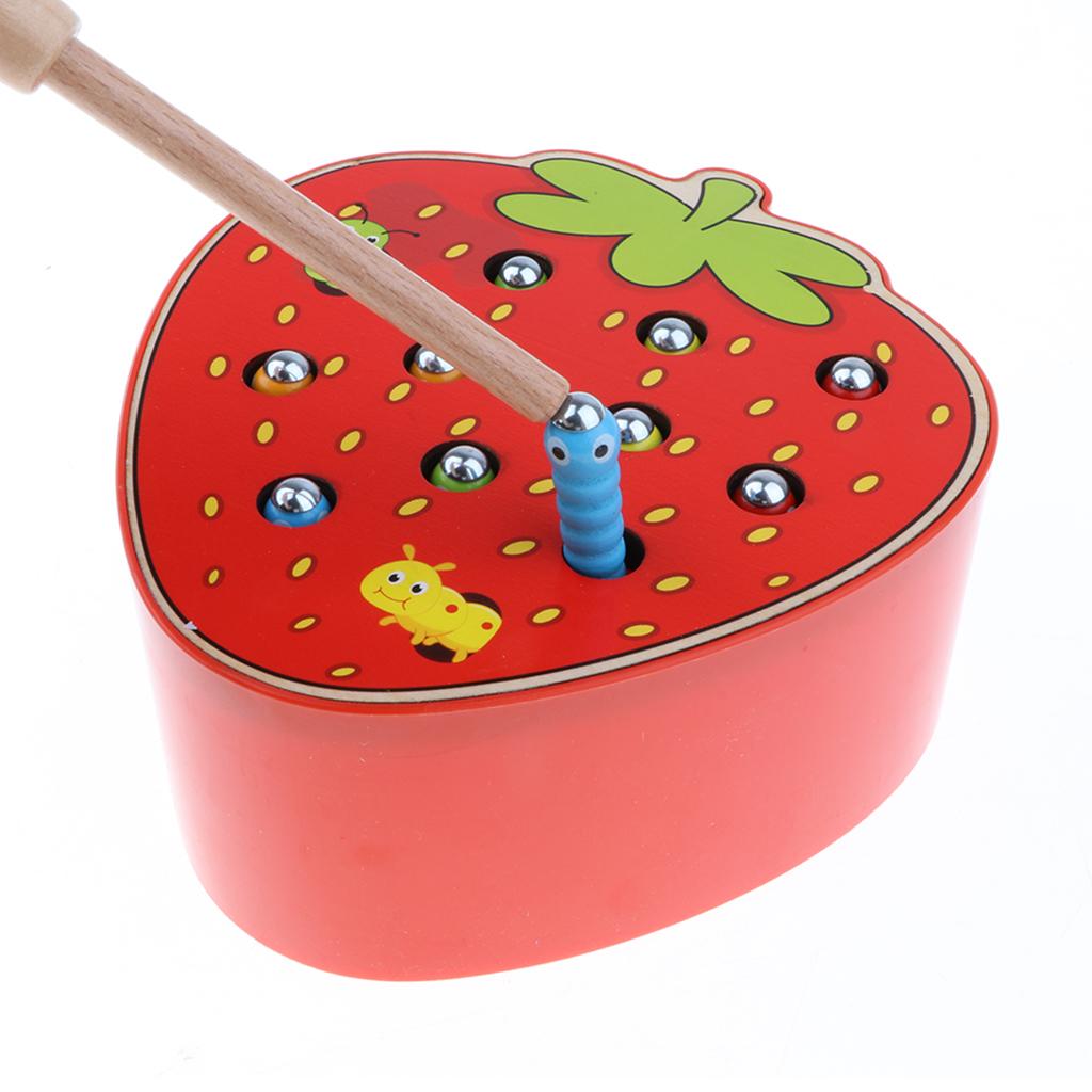 Wooden Magnet Fruit Bug Game Toy, Montessori Intellectual Game, Kids Toddler Developmental Toy-