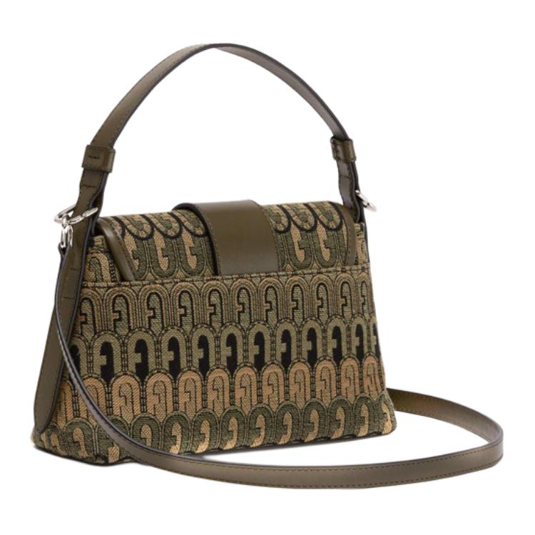 New Furla Charlie Fabric With Calfskin One Shoulder Handbag Trumpets Women's Multicolor WB00550-BX0474-1016S