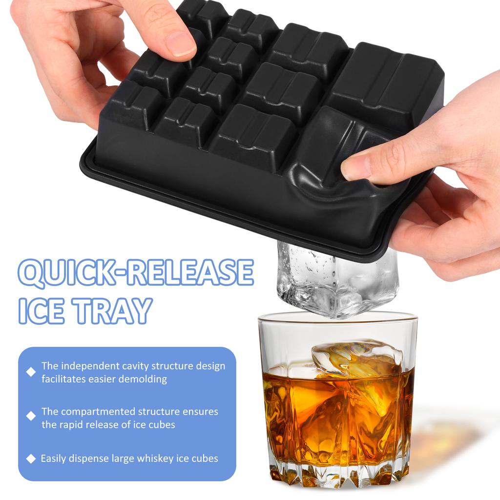 2Pcs Silicone Ice Cube Tray with Lid Reusable Multi Size 13 Grid Square Ice Cube Mold for Freezer Whiskey Cocktail Ice Cube Tool