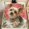 Pink Yorkshire Terrier Pattern Flannel Blanket, High Quality Comfortable for All Seasons, Home Decor, Warmth and Comfort, Perfect for Gifts.