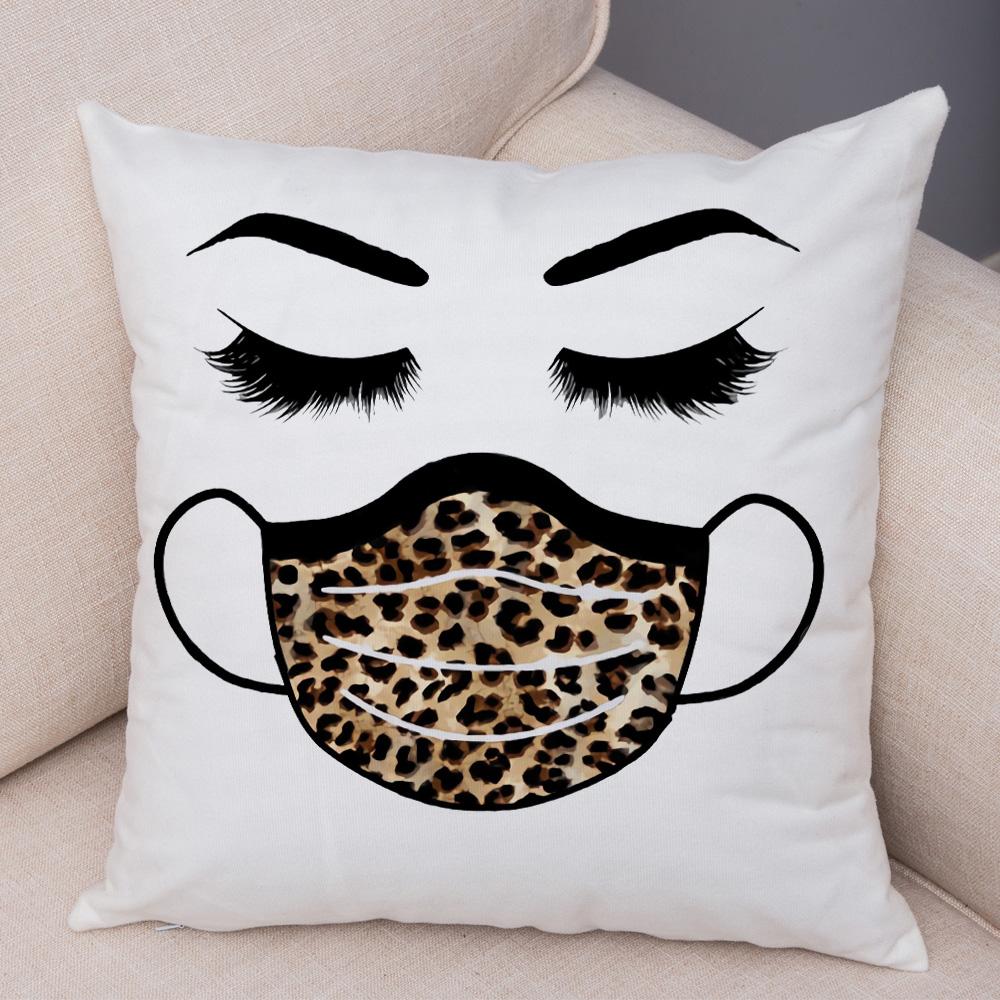 Fashion Mask Eyelash Print Pattern Pillowcase Cover  Bed Car Office Decorative