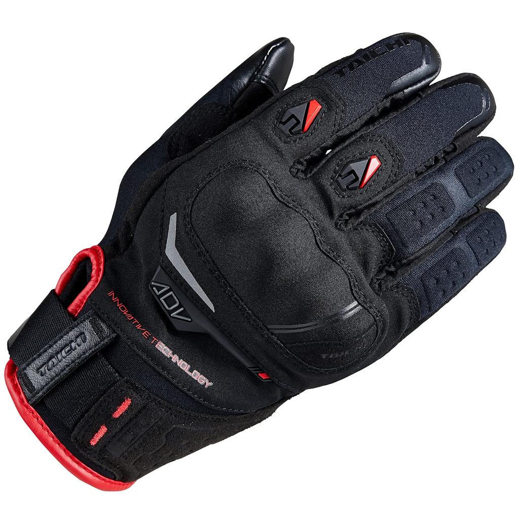 RS Taichi Motorcycle Touchscreen DRYMASTER RST451 Size M Gloves, All-Season Waterproof, Rainproof, Compatible, Built-in Protector, Compass, Black/Red,