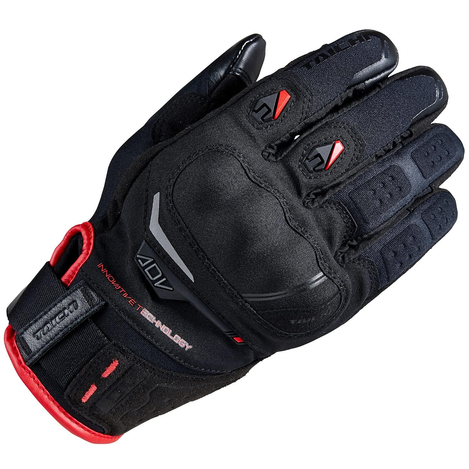 

RS Taichi Motorcycle Touchscreen DRYMASTER RST451 Size M Gloves, All-Season Waterproof, Rainproof, Compatible, Built-in Protector, Compass, Black/Red,