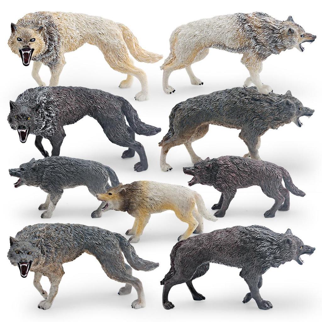 Wild Animal Wolf Family Model - Children's Educational Toy Set with Male, Female, and Cub Wolves