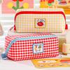Plaid & Prism Square Pencil Case Pen Bag Cute Dog Korean Style Lattice Multi Pocket Storage Pouch for Stationery